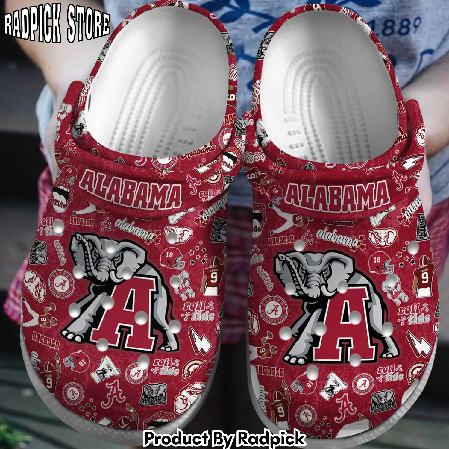 Radpick alabama crimson tide ncaa sport clogs shoes comfortable for men women jdl rp6528307